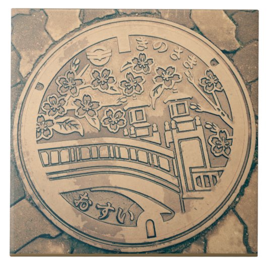 Couverture de trou d'homme et carreau de céramique (Devant)