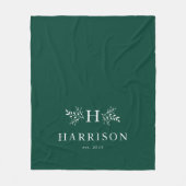 Couverture de vacances verte avec monogramme rusti (Devant)