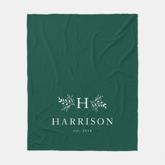 Couverture de vacances verte avec monogramme rusti (Devant)