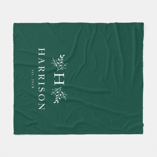 Couverture de vacances verte avec monogramme rusti (Devant (Horizontal))