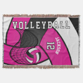 Couverture 🏐 de volley-ball en rose chaud, blanc et noir (Devant)