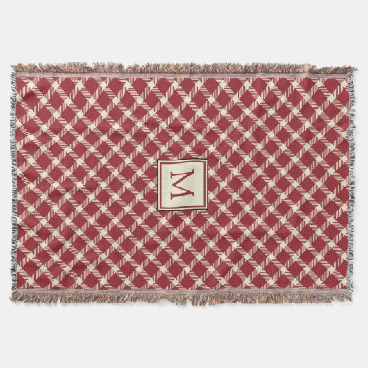 Couverture Décontracté plat rouge classique avec monogramme (Devant)