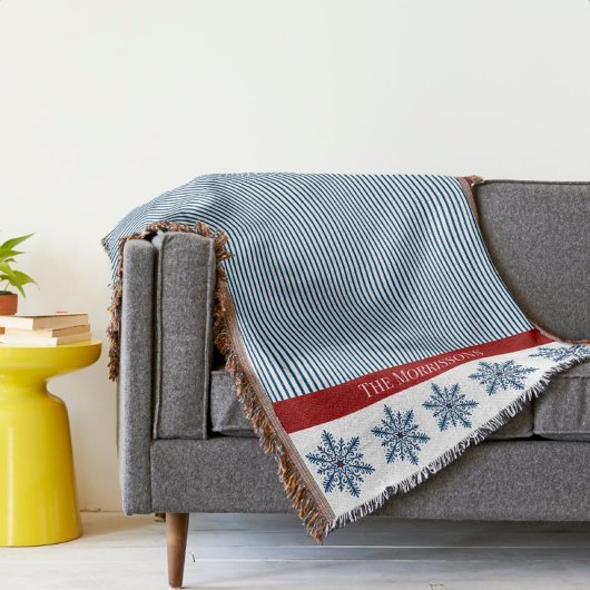 Couverture Décor de flocon d'hiver avec rayures et accentuati