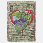 Couverture Décor Plante Succulent dans un coeur (devant Vertical)