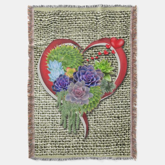 Couverture Décor Plante Succulent dans un coeur (devant Vertical)