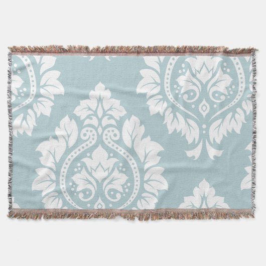 Couverture Decorative Damask Art I White on Duck Egg Blue (Devant)