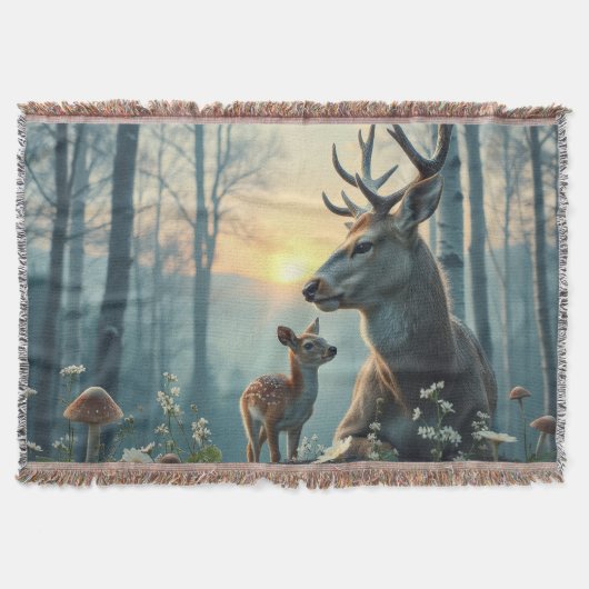 Couverture Deer and fawn at sunset (Devant)
