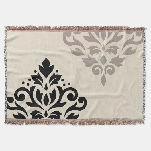 Couverture Défiler Damask Art I Black Taupe Crème (Devant)