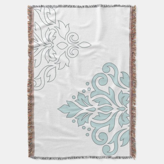 Couverture Défiler Damask Art I (ligne) Canard Oeuf Bleu Gris (devant Vertical)