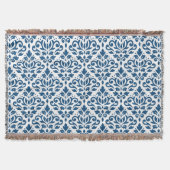 Couverture Défiler Damask Ptn Dk Blue sur blanc (Devant)