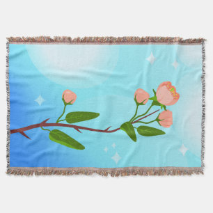 Couverture Dégradé du ciel bleu avec branche de ressort fleur