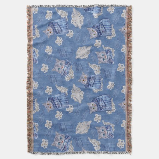 Couverture Denim Jean poches, chatons et dentelle (devant Vertical)
