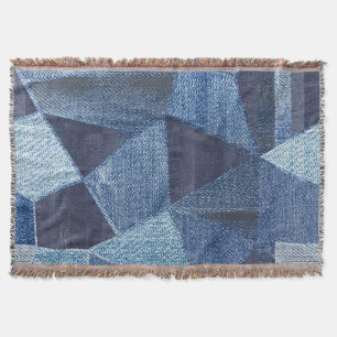 Couverture Denim Urban : Patchwork à rayures détendues.