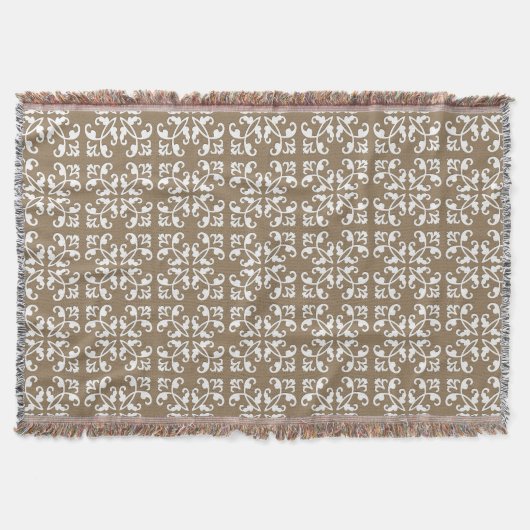Couverture Dentelle ajourée - blanc sur taupe foncé (Devant)