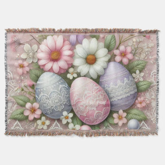 Couverture Dentelle florale rose pastel OEufs de Pâques et fl