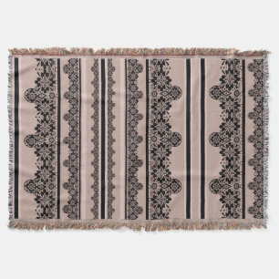Couverture Dentelle noire, ajourée, arrière - plan marron, be
