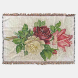 Couverture Dentelle vintage et roses afghans