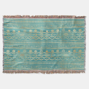 Couverture Design de gribouillages tribus Turquoise et or