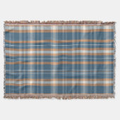 Couverture Design en plaid bleu, crème et orange (Devant)