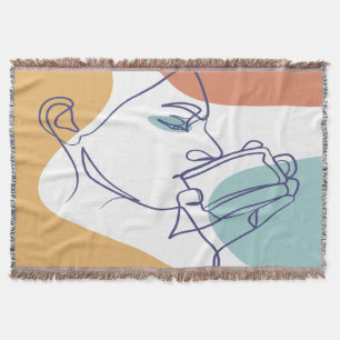 Couverture dessin d'art affiche d'une femme buvant du café