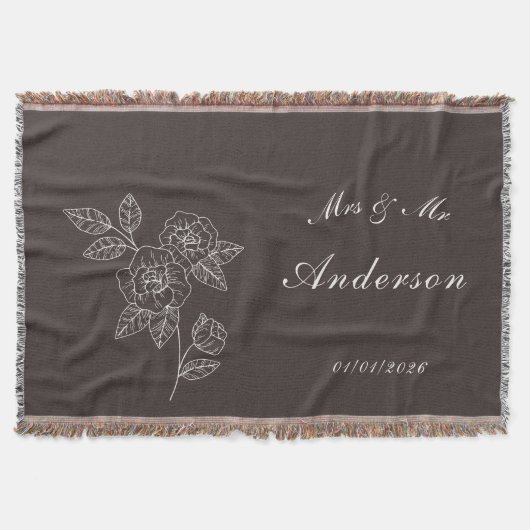 Couverture Dessin de rose et nom en blanc sur fond sombre (Devant)