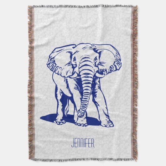 Couverture Dessin Monogramme Marine Blue Elephant Line (devant Vertical)