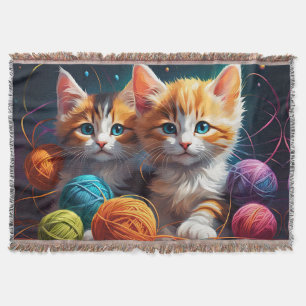 Couverture Deux chatons mignons avec des boules de fil