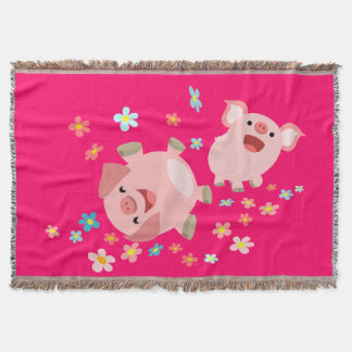 Couverture Deux mignons cochons de caricature dans la couvert