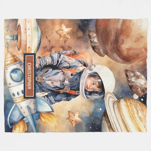 Couverture d'expédition de fusée avec nom pour enf (Devant (Horizontal))