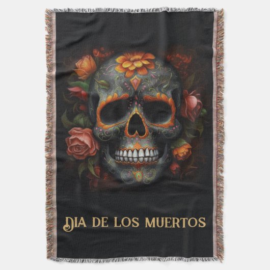Couverture Dia de los Muertos peint crâne personnalisable (devant Vertical)