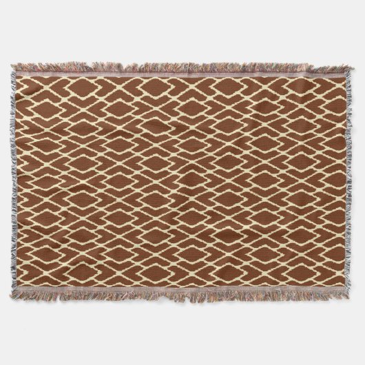 Couverture Diamants Ikat - Marron chocolat et crème (Devant)