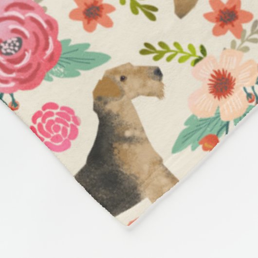 Couverture d'impression florale Airedale Terrier (Coin)