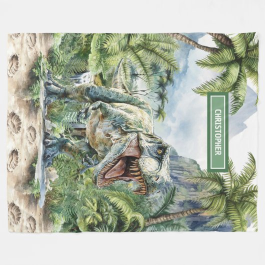 Couverture Dinosaure Wild Nom personnalisé (Devant (Horizontal))