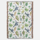 Couverture Dinosaures Vert Aquarelle Enfants Pattren (devant Vertical)