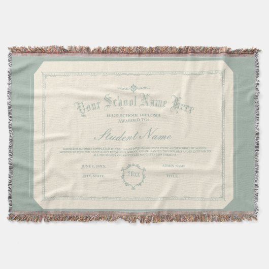 Couverture Diplôme personnalisé traditionnel Vert doux (Devant)