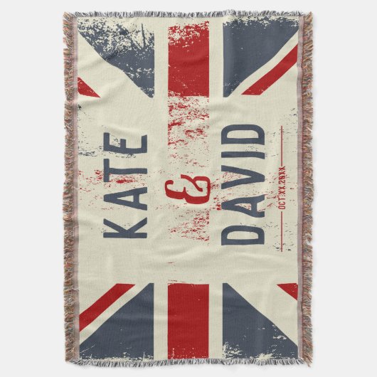 Couverture Distressed Union Jack Couple's Names Mariage Cadea (devant Vertical)