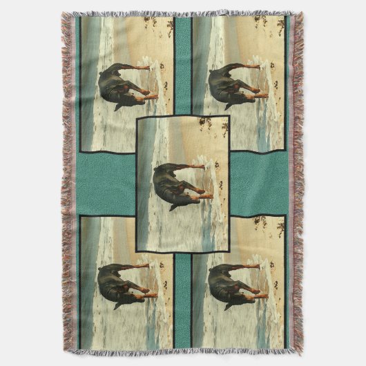 Couverture Doberman à l'image de peinture de plage (devant Vertical)