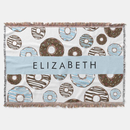Couverture Donuts Bleus, Donuts Brown, Sprinkings, Votre Nom (Devant)