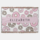 Couverture Donuts Roses, Donuts Blancs, Sprinkings, Votre Nom (Devant)