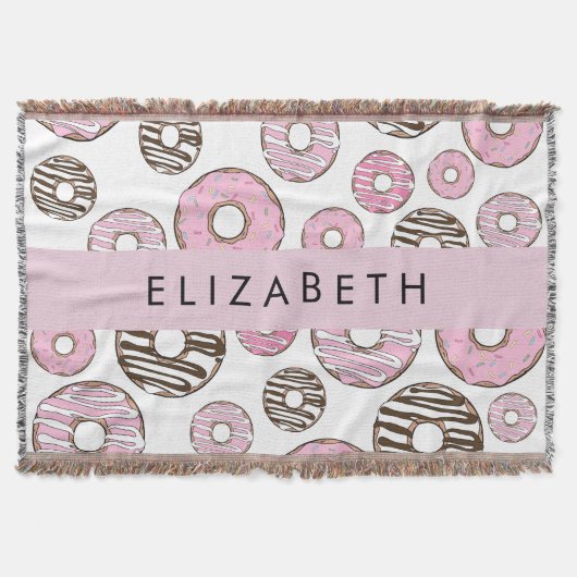 Couverture Donuts Roses, Donuts Blancs, Sprinkings, Votre Nom (Devant)