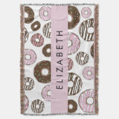 Couverture Donuts Roses, Donuts Brown, Sprinkings, Votre Nom (devant Vertical)