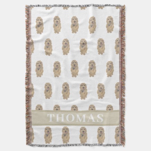 Couverture Doodle doré Apricot personnalisé réversible (devant Vertical)