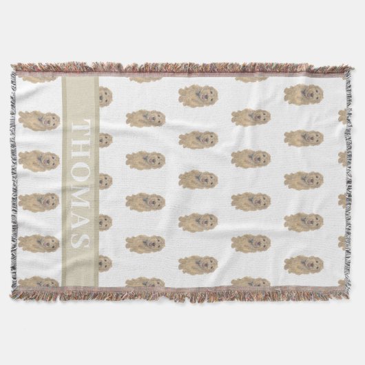 Couverture Doodle doré Apricot personnalisé réversible (Devant)