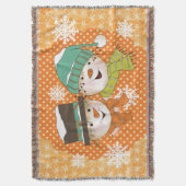 Couverture Dots orange Snowmen et flocons de neige Jeu de vac (devant Vertical)