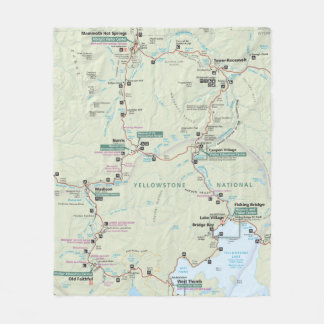 Couverture d'ouatine de carte de Yellowstone