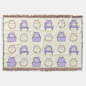 Couverture Douce Kawaii Chat Lavande Rondouillard (Devant)