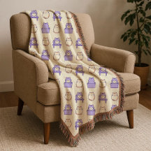 Couverture Douce Kawaii Chat Lavande Rondouillard