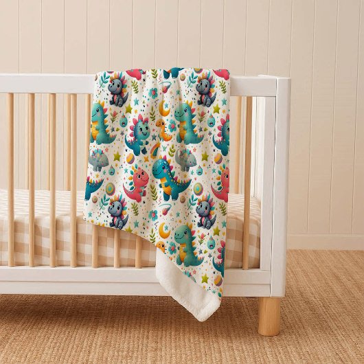 Couverture Douillette Sherpa Dino Bébé Dinosaure M