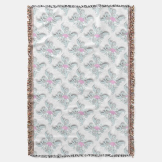 Couverture Dove rose avec Fleurs et Fronds en argent (devant Vertical)