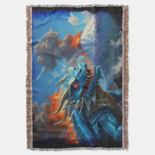 Couverture Dragon bleu chinois et volcan (devant Vertical)